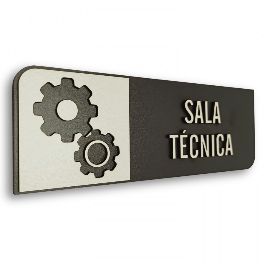 Placa de Sinalização Indicativa em MDF Efeito 3D - Sala Técnica